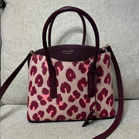 kate spade Handbags - Kate Spade Burgundy and Pink Animal Print Satchel